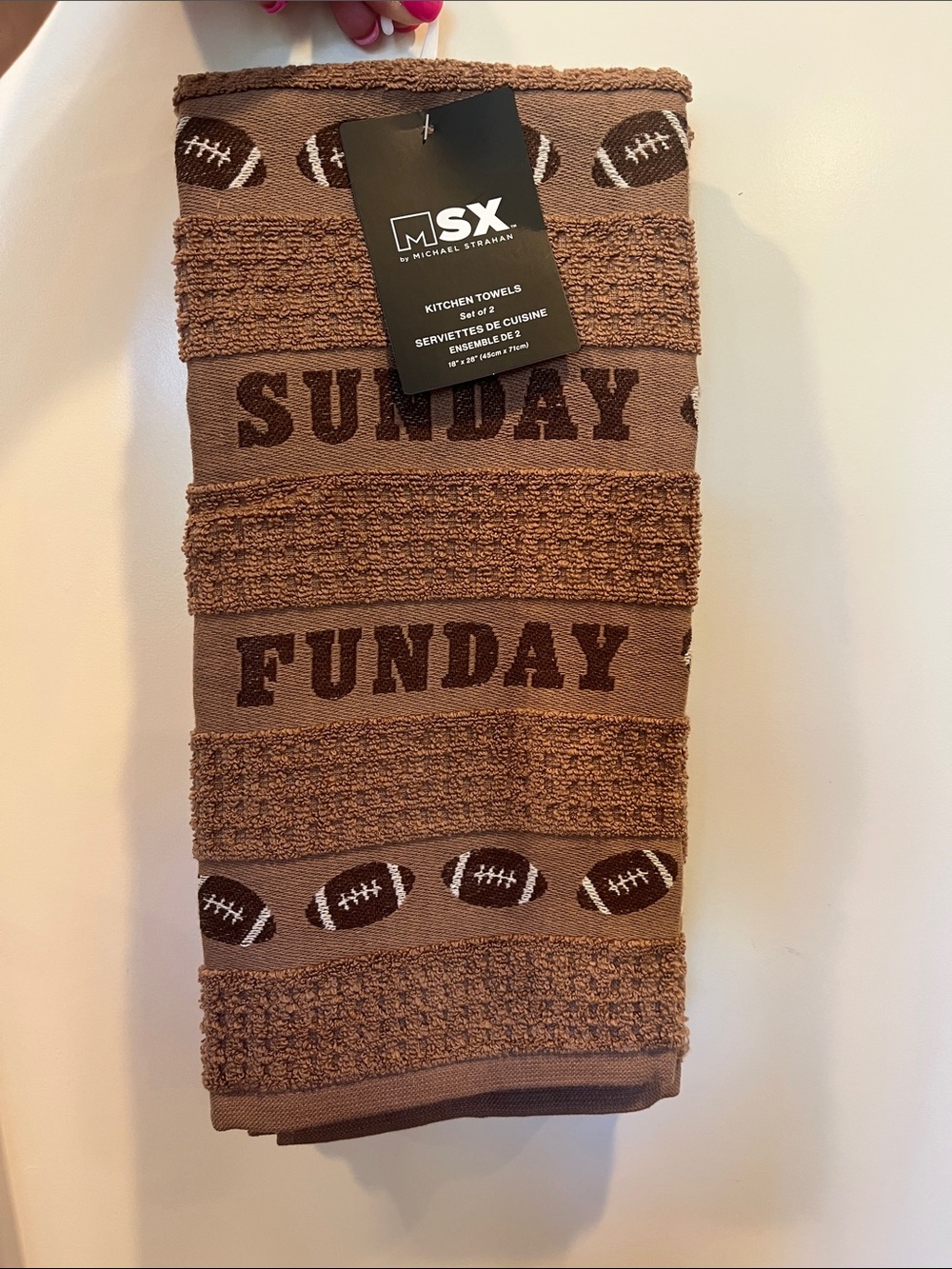 Set of 2 MSK Brown "Sunday Funday" Football Kitchen Towels